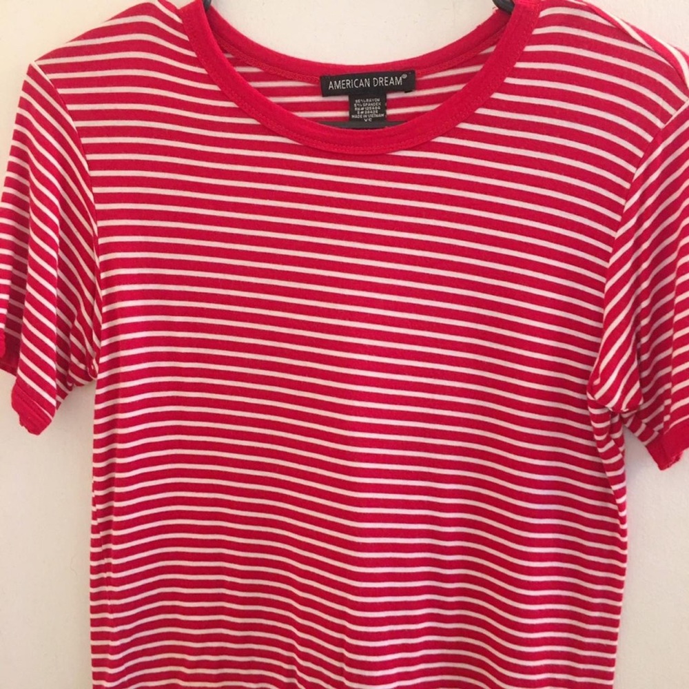 Red And White Striped Ringer Tee - Picture 3 of 4